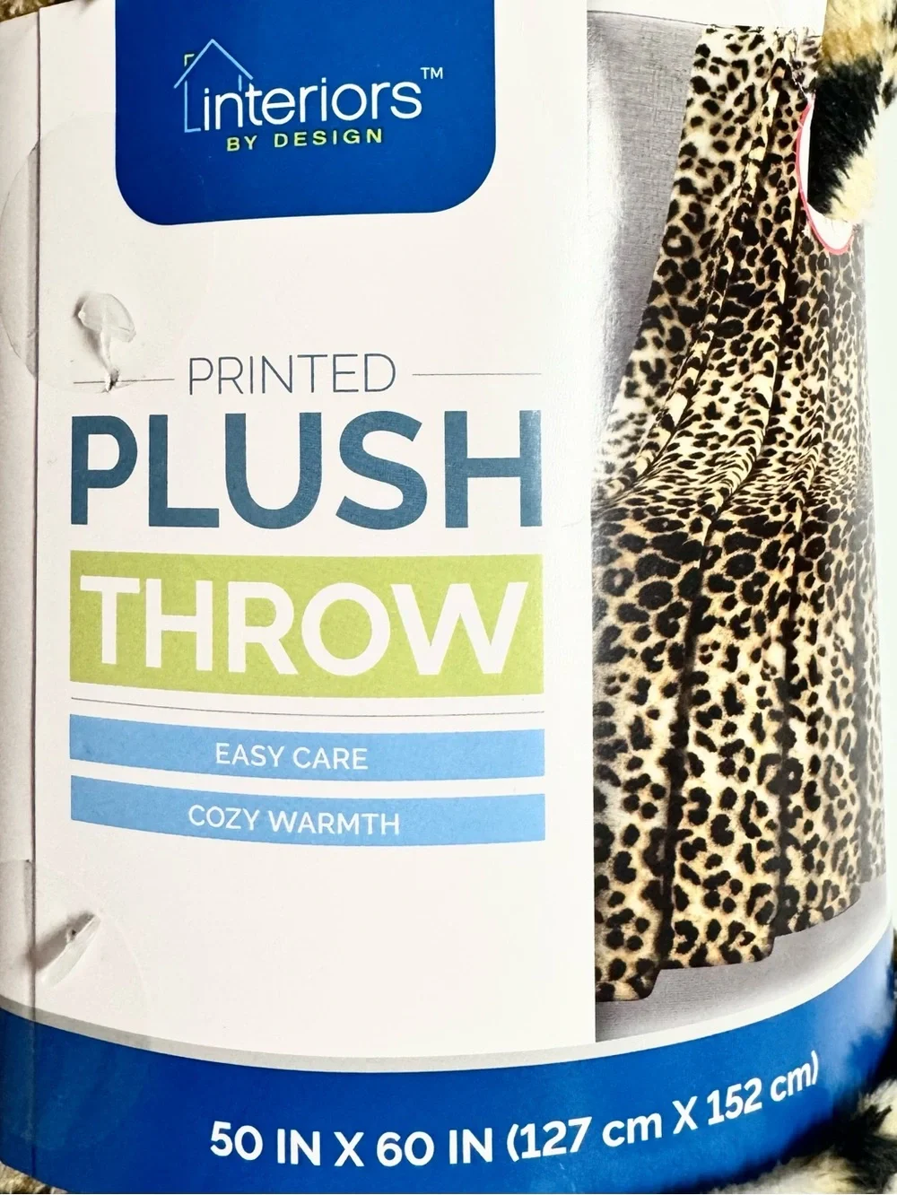 Interiors By Design Leopard Plush Throw Blanket 50x60 NWT